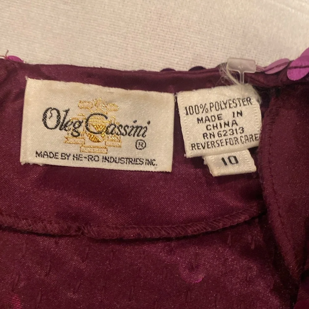 RARE Vtg Purple Sequin Oleg Cassini cocktail formal party midi long Dress sz 10